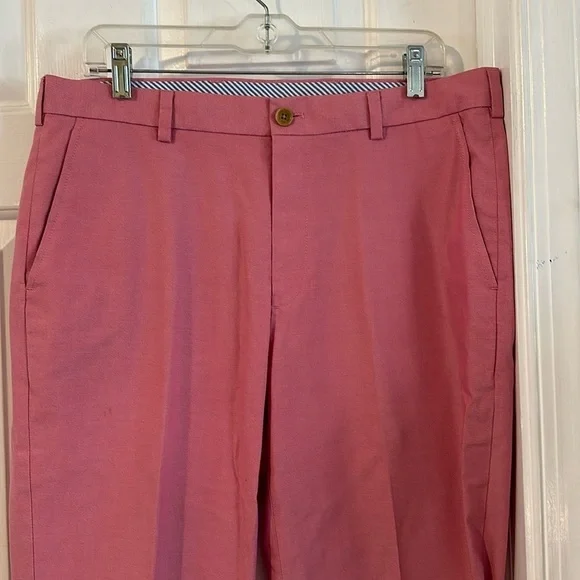 Men’s Brooks’s Brothers Clark Fit Cotton & Spandex Light Red Pants Size 35 x 30 - Picture 2 of 7
